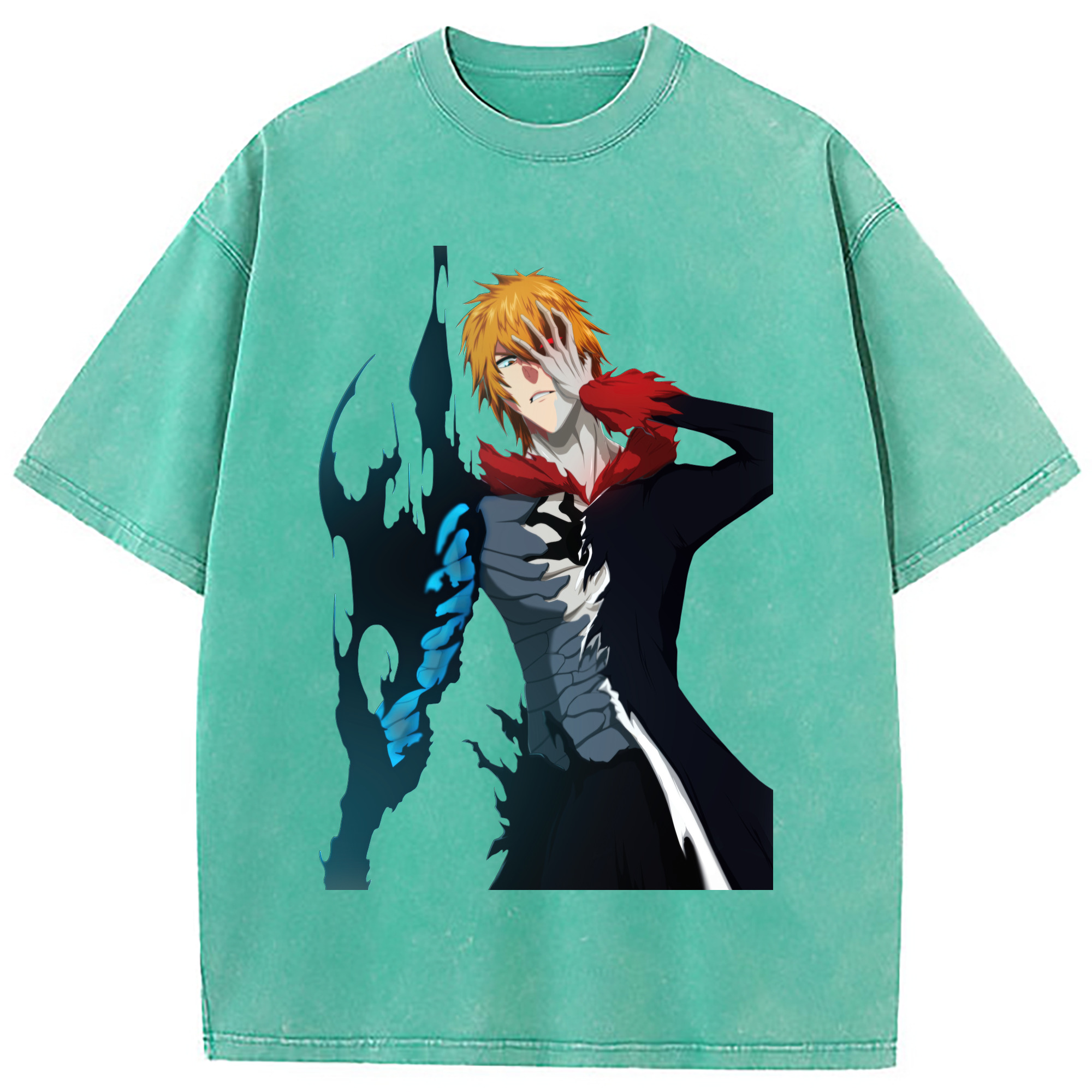 （画像用） ブリーチ 黒崎一護（くろさき いちご）BLEACH Kurosaki Ichigo 綿100% ヴィンテージ風 半袖Tシャツ（フロントプリント）